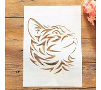 TIAMECH A4 Reusable Cool Cat Stencil for Painting - Outline Cat Layering Template, DIY Wall Art, Wood Furniture, Scrapbook & Crafts (8.3x11.7inch)