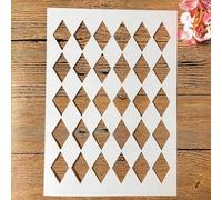 TIAMECH A4 Reusable Harlequin Stencil for Painting - Checkerboard Diamond Layering Template, DIY Wall Art, Wood Furniture, Scrapbook & Crafts (8.3x11.7inch)