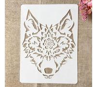 TIAMECH A4 Reusable Mandala Wolf Stencil for Painting - Zentangle Wolf Head Layering Template, DIY Wall Art, Wood Furniture, Scrapbook & Crafts (8.3x11.7inch)