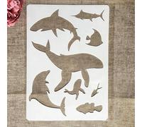 TIAMECH A4 Reusable Ocean Dolphin Stencil for Painting - Whale Shark Layering Template, DIY Wall Art, Wood Furniture, Scrapbook & Crafts (8.3x11.7inch)