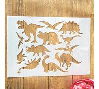 TIAMECH A4 Reusable Prehistoric Dinosaurs Stencil for Painting - Jurassic Dino Layering Template, DIY Wall Art, Wood Furniture, Scrapbook & Crafts (8.3x11.7inch)