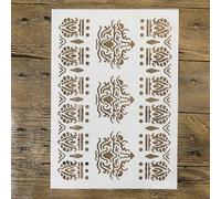 TIAMECH A4 Reusable Vintage Boho Damask Border Stencil for Painting