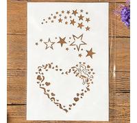 TIAMECH A4 Stars Meteor Stencil for Painting - Hearts Angel Layering Template, DIY Wall Art, Wood Furniture, Scrapbook & Crafts (8.3x11.7inch)