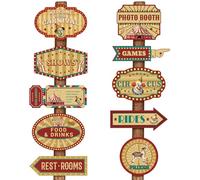 Tiamon 20 Pcs Vintage Halloween Carnival Party Decorations Circus Party Directional Signs Decor Welcome Carnival Sign Wall Decor Retro Clown Photo Booth Props for Halloween Circus Decorations Supplies