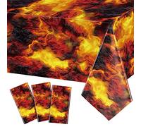 Tiamon 3 Pcs Lava Table Cloth Fire Flame Volcano Tablecloth Halloween Dragon Tablecloth for Volcano Dinosaur Theme Birthday Party Halloween Floor is Lava Game Decor, 54 x 108 Inches