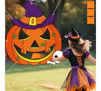 Tiamon Halloween Pumpkin Bean Bag Toss Game Banner with 3 Bean Bags, 47x45 Large Pumpkin Halloween Toss Game, Trick or Treat Party Supplies, Classroom Carnival Fall Festival Activities
