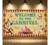 Tiamon Halloween Vintage Carnival Backdrop 73 x 43 Inch Retro Circus Party Decor Welcome to The Carnival Banner Clown Circus Photo Backdrop Sign for Halloween Party Indoor Outdoor Supplies