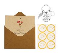 Tiamorph 4pcs Dog Memorial Gifts, Stainless Steel Loss of Pet Remembrance Keychain with Paper Card Envelope Dog Keyring Sympathy Gifts for Pet Dog Cat Lover (size:Round)