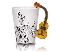 Tiamu Music Mug Violin Style Guitar Ceramic Coffee Cup, China Mugs Tea Cup with Handle, Personalised Coffee Mug, Funny Mug Novelty Gifts for Halloween, Christmas, New Year
