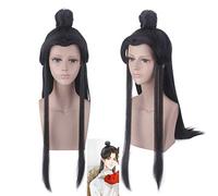 Tian Guan Ci Fu cospay Xie Lian Hua cheng Cosplay Costume Wig with Bun Halloween party BL Novel Tian Guan Ci Fu Black long wigs One Size xie lian wig 529