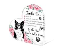 Tian Zhun Border Collie Gifts Best Dog Mom Gifts for Women Dog Owner Dog Lovers Acrylic Heart Home Table Shelf Decor Mother Day Christmas Appreciation Gifts