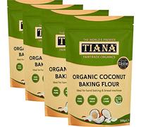 TIANA® Fairtrade Organics Coconut Flour Gluten Free Low Carb Flour for Baking 2 kg (500g x 4)