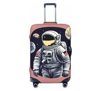 Tianbamxgdp Astronaut on The Moon 1 Print Travel Luggage Cover Washabl Suitcase Protector Fits 18-32 Inch Case, Black, L