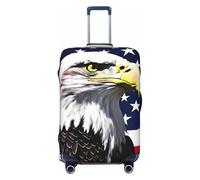 Tianbamxgdp Bald Eagle Flag Print Travel Luggage Cover Washabl Suitcase Protector Fits 18-32 Inch Case, Black, L