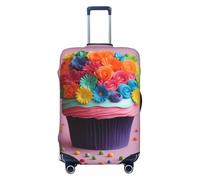 Tianbamxgdp Colorful Cupcakes Rainbow Flower Cake Print Travel Luggage Cover Washabl Suitcase Protector Fits 18-32 Inch Case, Black, M