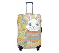 Tianbamxgdp Easter Bunny Floral Print Travel Luggage Cover Washabl Suitcase Protector Fits 18-32 Inch Case, Black, S