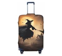 Tianbamxgdp Halloween Witch Flying 2 Print Travel Luggage Cover Washabl Suitcase Protector Fits 18-32 Inch Case, Black, L