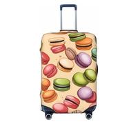 Tianbamxgdp Macaron Biscuit Flavored Print Travel Luggage Cover Washabl Suitcase Protector Fits 18-32 Inch Case, Black, S