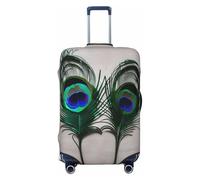 Tianbamxgdp Peacock Feather Print Travel Luggage Cover Washabl Suitcase Protector Fits 18-32 Inch Case, Black, L