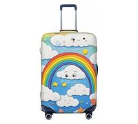 Tianbamxgdp Rainbow Clouds Raindrop Print Travel Luggage Cover Washabl Suitcase Protector Fits 18-32 Inch Case, Black, L