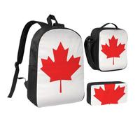 Tianbaozdp Canadian flag Print Backpack 3 PCS,With Insulated Lunch Bag Zippered Pencil Case,17in backpack