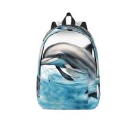 Tianbaozdp Dolphin Looking at You Print Canvas Backpack Casual Daypack Laptop Backpack Women man Travel Bag Satchel