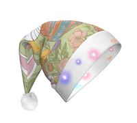 Tianbaozdp Easter Bunny Floral Print Christmas Hat Novelty LED Shine Hat Colorful Santa Headwear Holiday Party Supplies