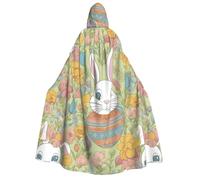 Tianbaozdp Easter Bunny Floral Print Hooded Cloak Christmas All Saints' Day Witch Cloak Cosplay costume party Cloak
