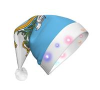 Tianbaozdp Flag of San Marino Print Christmas Hat Novelty LED Shine Hat Colorful Santa Headwear Holiday Party Supplies