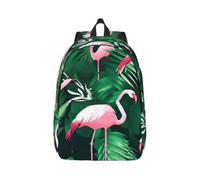 Tianbaozdp Flamingo bird green leaf Print Canvas Backpack Casual Daypack Laptop Backpack Women man Travel Bag Satchel