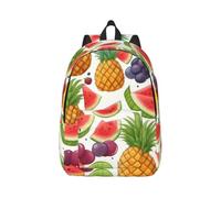 Tianbaozdp Fresh Juicy Fruits Pineapple Berries Grape Orange Print Canvas Backpack Casual Daypack Laptop Backpack Women man Travel Bag Satchel