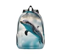 Tianbaozdp Funny Dolphin Looking at You Print Canvas Backpack Casual Daypack Laptop Backpack Women man Travel Bag Satchel