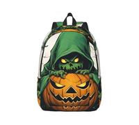 Tianbaozdp Green Ghost Horror Halloween Pumpkin 1 Print Canvas Backpack Casual Daypack Laptop Backpack Women man Travel Bag Satchel