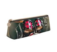 Tianbaozdp Jazz Drum Print Pencil Case Pouch,Leather Pencil case,for Stationery,Cosmetics,Office,Travel