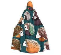 Tianbaozdp Many hedgehogs Print Hooded Cloak Christmas All Saints' Day Witch Cloak Cosplay costume party Cloak