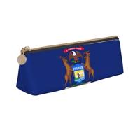 Tianbaozdp Michigan State Flag Print Pencil Case Pouch,Leather Pencil case,for Stationery,Cosmetics,Office,Travel