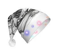Tianbaozdp Monochrome Sketch Style Gaming Print Christmas Hat Novelty LED Shine Hat Colorful Santa Headwear Holiday Party Supplies