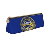 Tianbaozdp Nebraska Flag Print Pencil Case Pouch,Leather Pencil case,for Stationery,Cosmetics,Office,Travel
