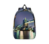 Tianbaozdp Night London Tower Bridge Print Canvas Backpack Casual Daypack Laptop Backpack Women man Travel Bag Satchel