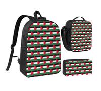 Tianbaozdp Palestine flag Print Backpack 3 PCS,With Insulated Lunch Bag Zippered Pencil Case,17in backpack