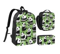 Tianbaozdp Panda Print Backpack 3 PCS,With Insulated Lunch Bag Zippered Pencil Case,17in backpack