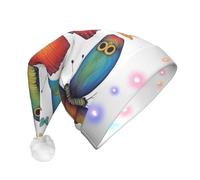 Tianbaozdp Rainbow Butterfly Print Christmas Hat Novelty LED Shine Hat Colorful Santa Headwear Holiday Party Supplies