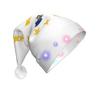 Tianbaozdp Rhode Island State Flag Print Christmas Hat Novelty LED Shine Hat Colorful Santa Headwear Holiday Party Supplies