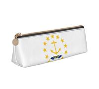 Tianbaozdp Rhode Island State Flag Print Pencil Case Pouch,Leather Pencil case,for Stationery,Cosmetics,Office,Travel