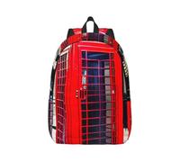 Tianbaozdp Telephone Booth Print Canvas Backpack Casual Daypack Laptop Backpack Women man Travel Bag Satchel