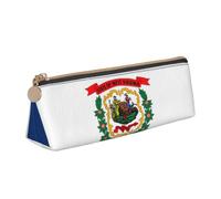Tianbaozdp West Virginia State Flag Print Pencil Case Pouch,Leather Pencil case,for Stationery,Cosmetics,Office,Travel
