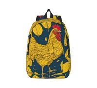 Tianbaozdp yellow leaves chicken Print Canvas Backpack Casual Daypack Laptop Backpack Women man Travel Bag Satchel