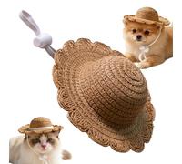 tiancaiyi Straw Hat for Small Pets | Breathable Headwear for Kittens - Cat Summer Straw Hat - for Pet Parents & Trainers - for Garden, Park, Walks, Hiking