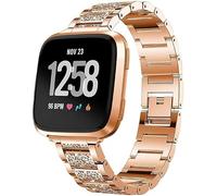 TIANCANCAN Compatible with Fitbit Versa 4/ Versa 3/ Sense 2/ Sense Strap for Women Dressy Metal Replacement Wristbands Bands Bling Rhinestone Bracelet Band for Fitbit Versa 4 Smartwatch (1-ROSE GOLD)