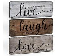 TIANCENTRAL H Rustic Home Decor Signs Live Laugh Love Quotes Inspired Wood Hanging Sign for Living Room Bedroom Bathroom Front Door Hallway Office Wall Decor 3-Pack